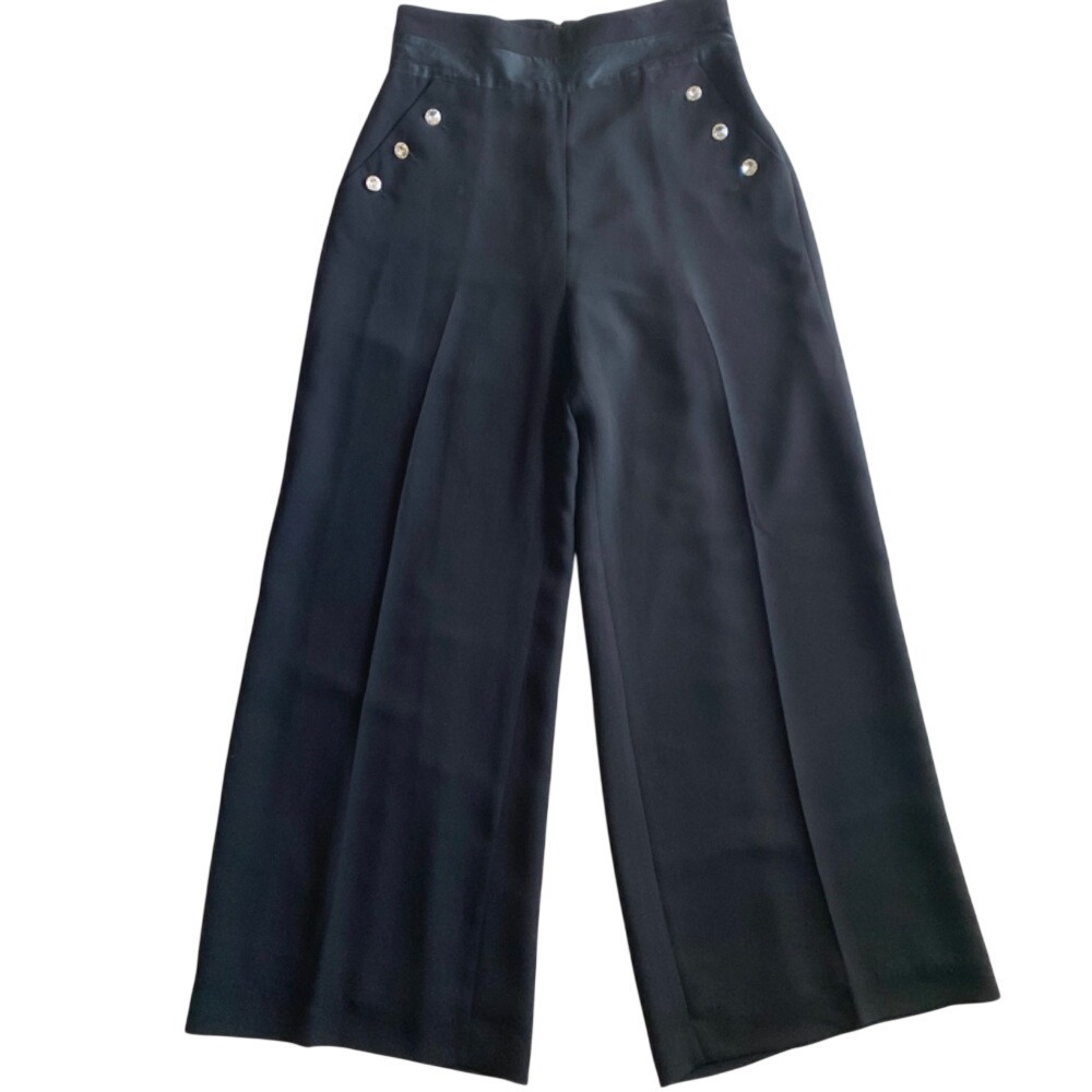 VGT Adrianna Papell High-Rise Wide-Leg Pants Womens 6‎ Black